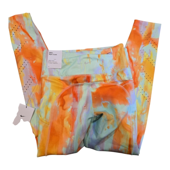 NWT Nike Vibrant Orange and Yellow Leggings with Artistic Flair - Picture 8 of 8